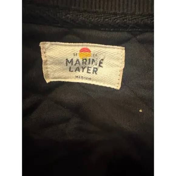 Marine Layer Corbet Quilted Bomber Jacket – Black – Size Medium - Picture 4 of 5